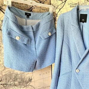 River Island Suit Shorts from matching set powder blue chanel style boucle tweed